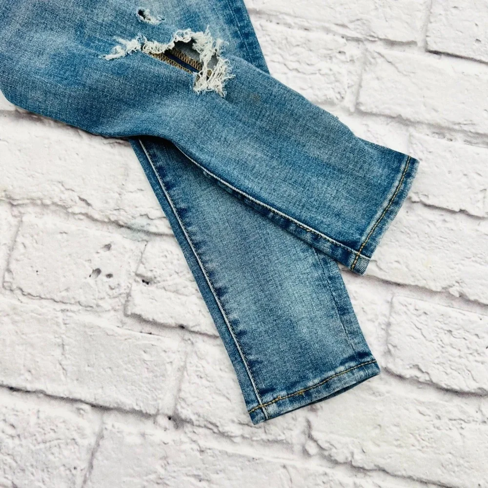 American Eagle Hi-Rise Jegging Womens 2 Short Blue Distressed Super Stretch Jean